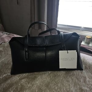 Rachel Zoe Black Shoulder Bag W Hidden Double Magnetic Folding Top Closure.